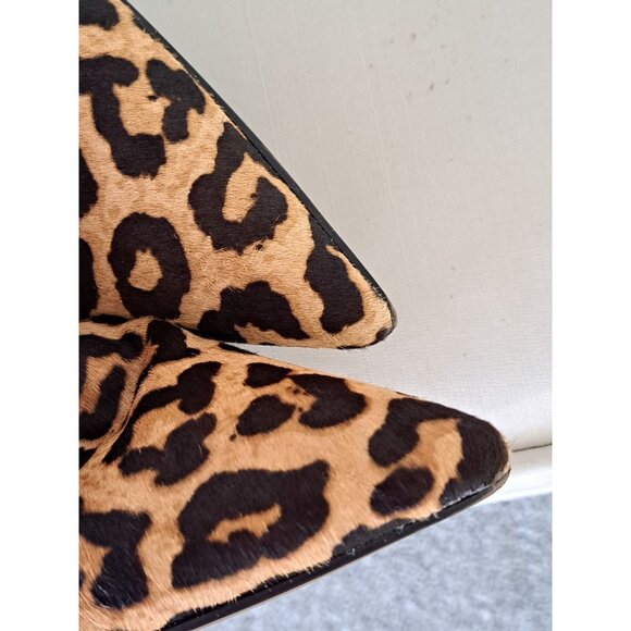 Franco Sarto Athens2 Leopard Calf Hair Pointed Toe Ankle Booties Wedge 9M Animal - Picture 6 of 7